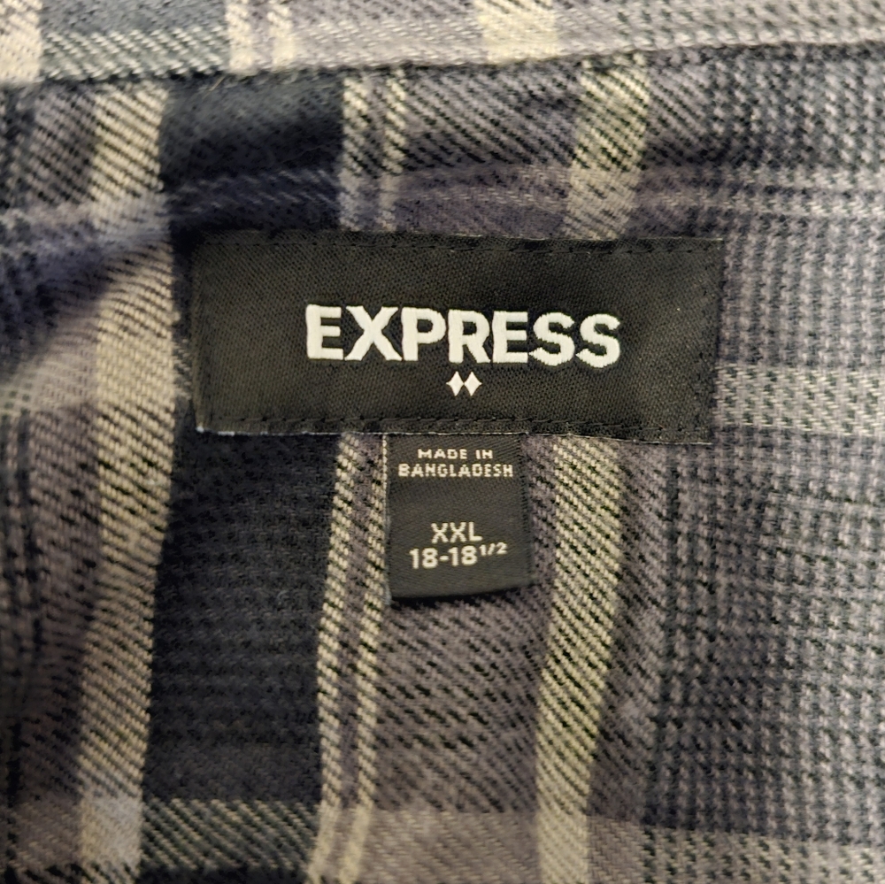 Express Men's Black/Gray Plaid Shirt, Size XXL - Picture 4 of 4